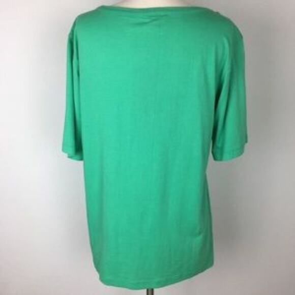 Maharishi Green Organic cotton Bow Front Short Sleeve t-shirt size 14 - Picture 4 of 7